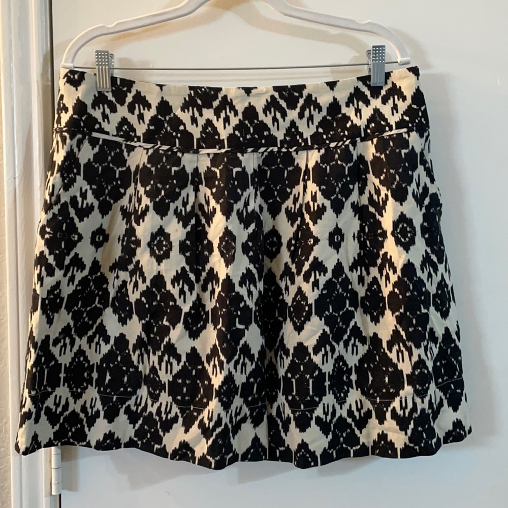 LOFT Black and White Linen Skirt | 12 EUC